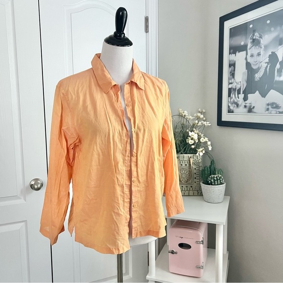 Eileen Fisher Tops - Eileen Fisher Sunburnt orange Cotton Button Up Top